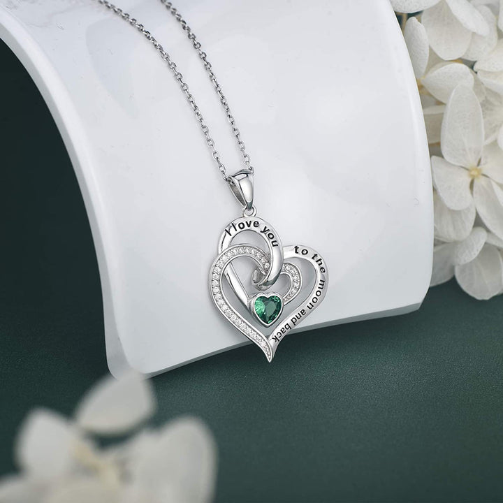 Olivenorma Hearts and Hearts Birthstone Necklace