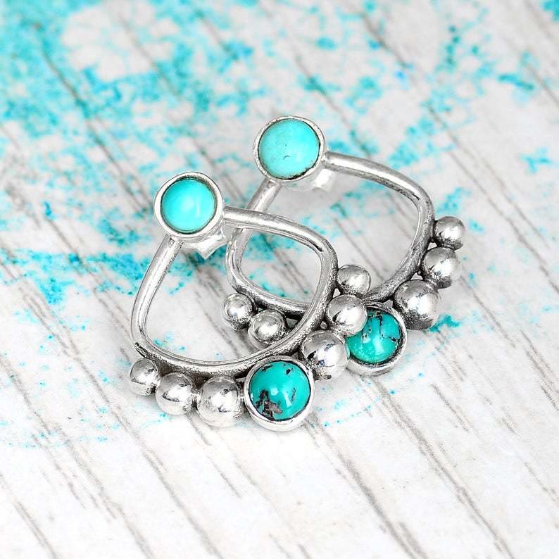 Olivenorma Turquoise Round Bead Stud Earrings