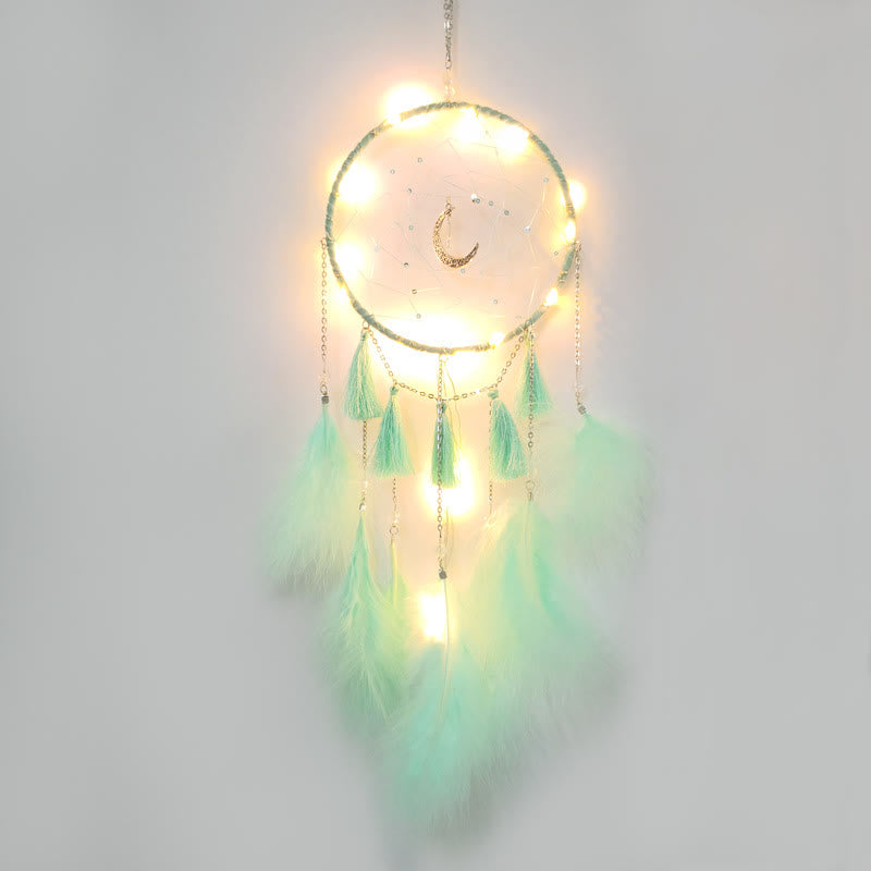 Olivenorma Fairy White Feather Moon Pendant Dream Catcher - image 9