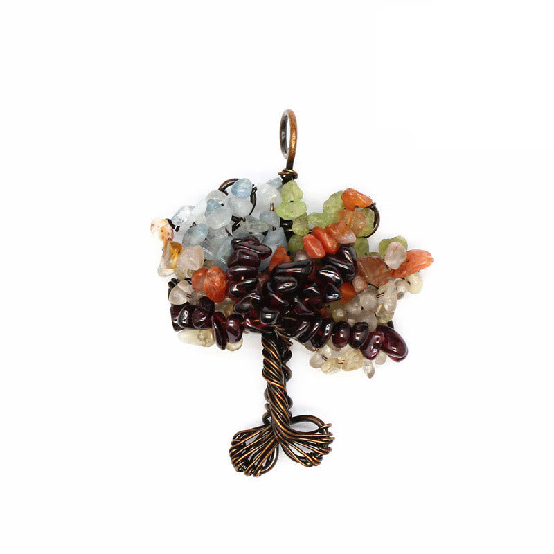 Olivenorma Crystal Gravel Chakra Tree Of Life Necklace Pendant