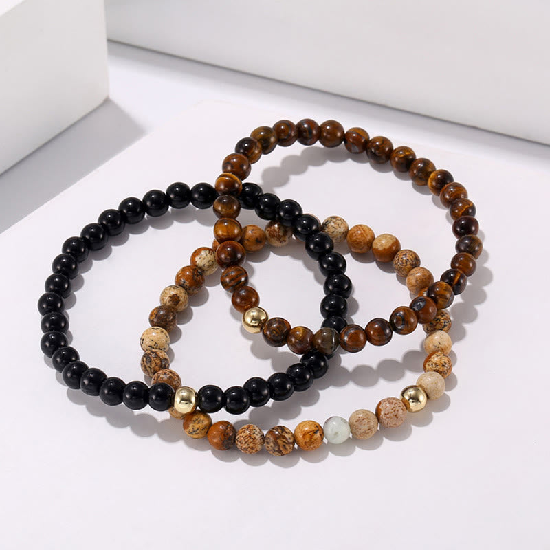 Olivenorma 6mm Onyx & Tiger Eye Stone Accessories Beads Bracelet