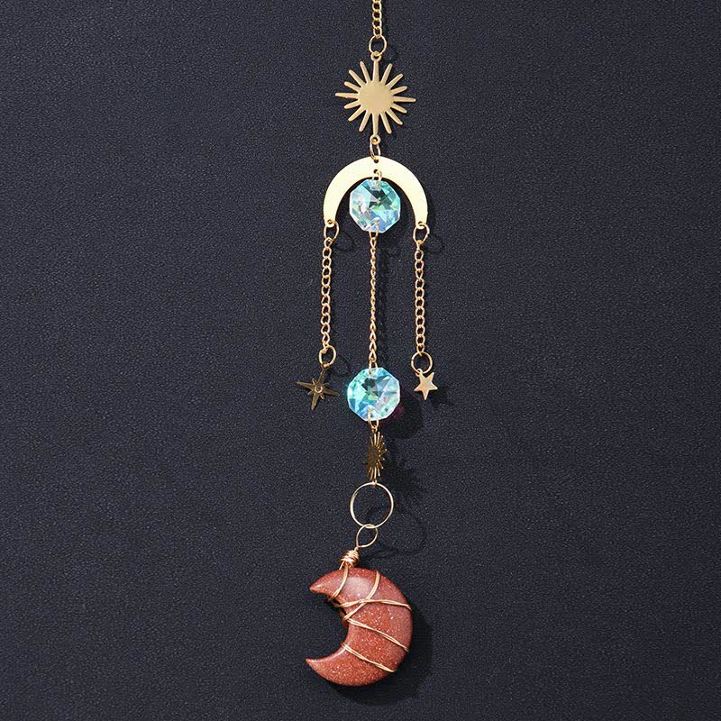 Sun And Moon Crystal Handmade Gemstone Ornament