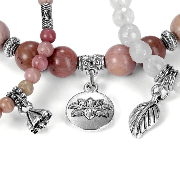 Olivenorma Rhodochrosite Lotus Symbol 3 - Piece Bracelet - image 4