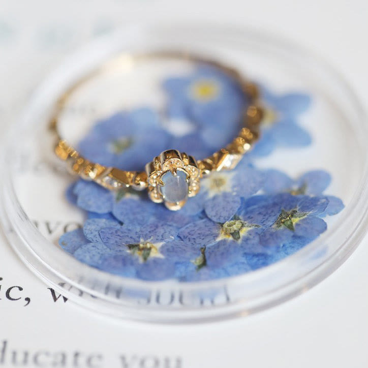 Olivenorma Vintage Natural Aquamarine Daisy Flowers Ring