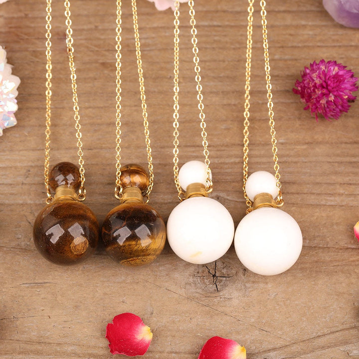 Olivenorma Round Stone Perfume Bottle Pendant Pendants Necklace