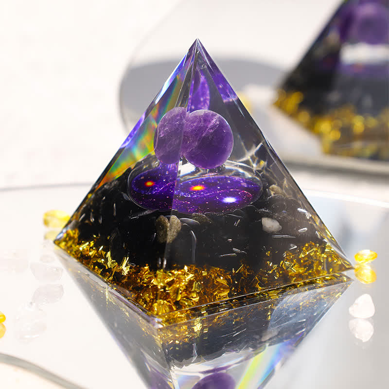 Olivenorma Yin And Yang Obsidian Orgone Pyramid