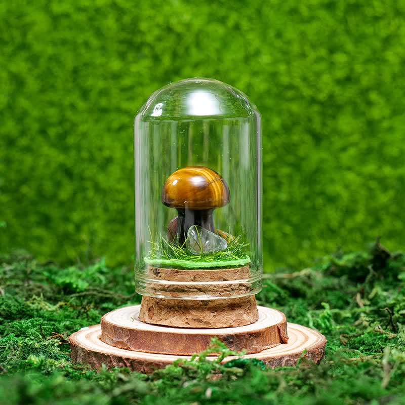 Olivenorma Glass Cover Natural Crystal Mushroom Decoration