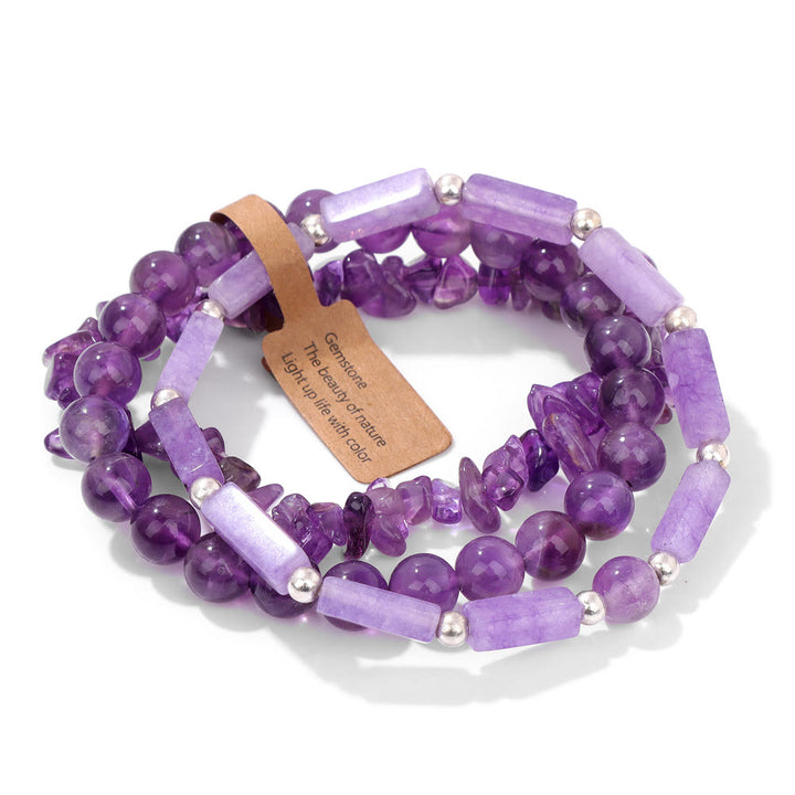 Olivenorma Natural Stone Irregular Three Layer Bracelet Set