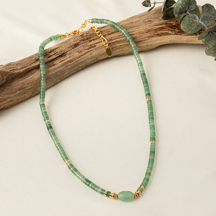 Olivenorma Natural Stone Green Aventurine Handmade Beaded Necklace