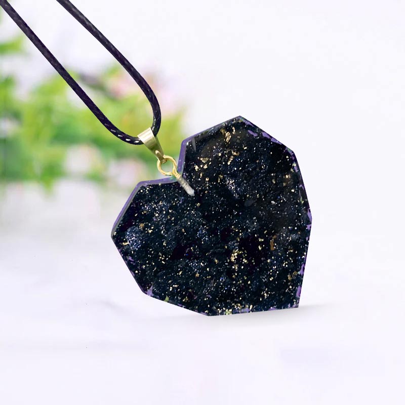 Olivenorma Blue Sandstone Natural Crystal Heart Necklace