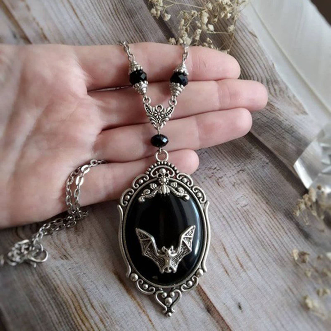 Olivenorma Silver Bat Obsidian Necklace