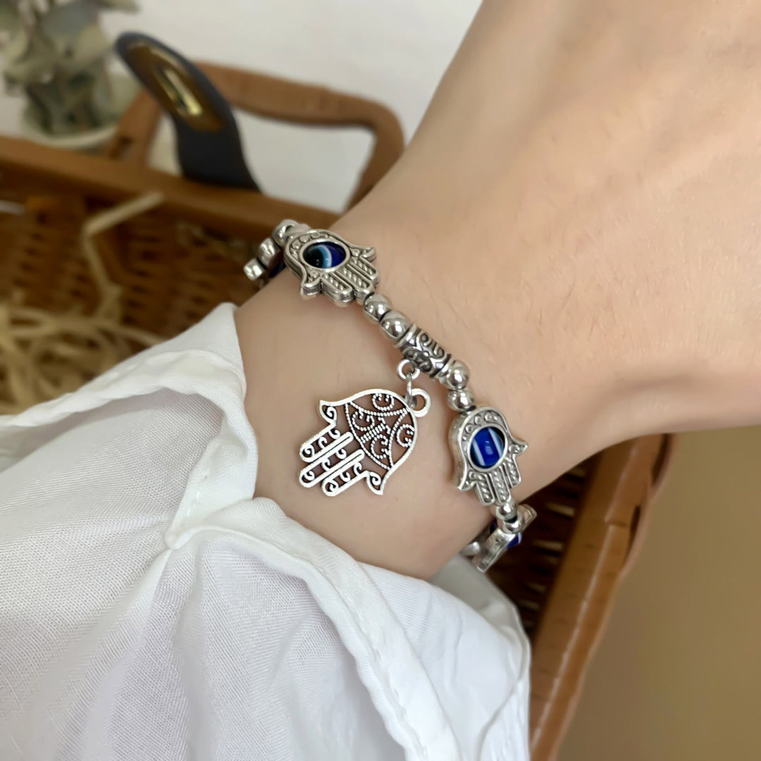 Olivenorma Evil Eye Hamsa Pendant Epoxy Zircon Bracelet