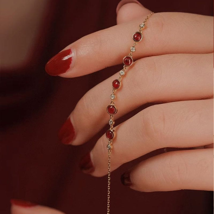 Olivenorma Natural Garnet Good Luck Gold Bracelet - image 3