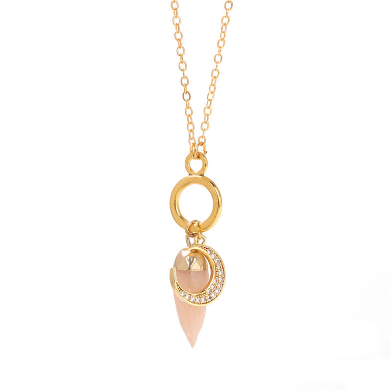 Olivenorma Bullet Crystal Zircon Moon Pendant Necklace