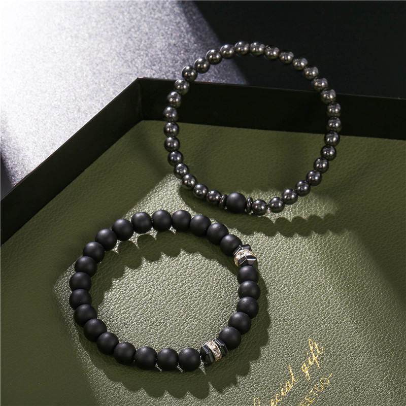 Olivenorma Men's Jewelry Bead Punk 2 Piece Set Fashion Bracelet