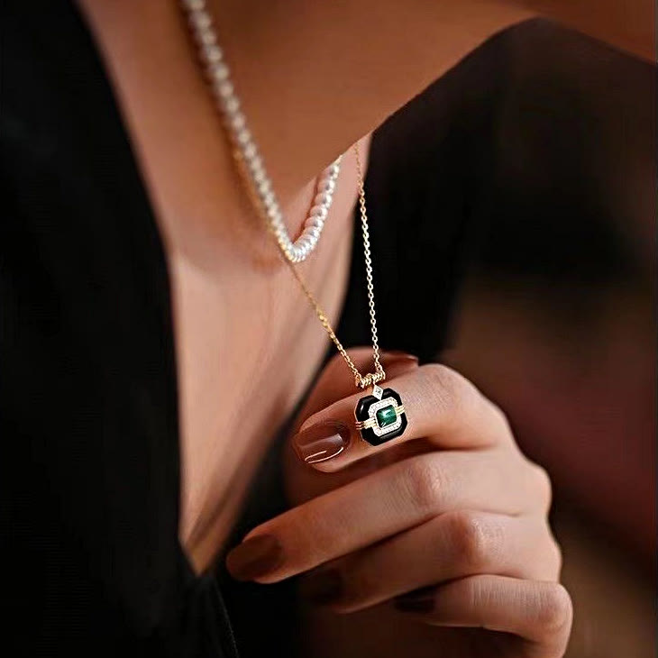 Olivenorma "Beyond the Oasis" Emerald Vintage Necklace