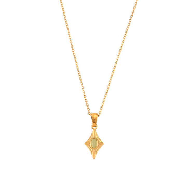 Olivenorma Cat's Eye Pendant Sweater Stainless Steel Necklace