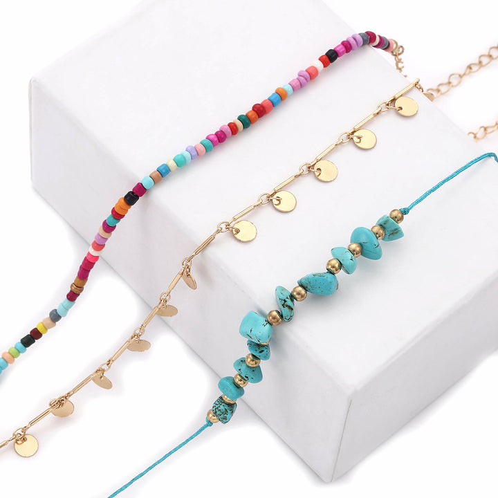 Olivenorma Turquoise Colored Beads Boho Anklet