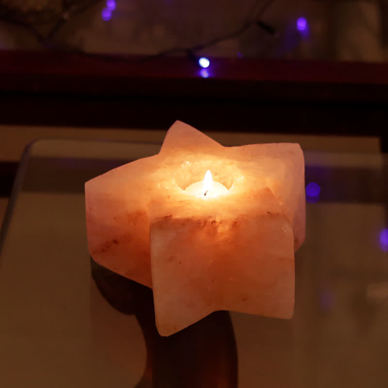 Olivenorma Star Shape Candle Holder Himalayan Pink Salt Lamp