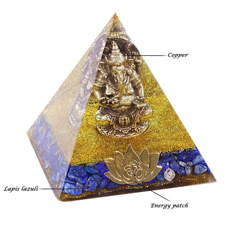 Olivenorma Lapis Lazuli With Elephant Symbol Orgone Pyramid