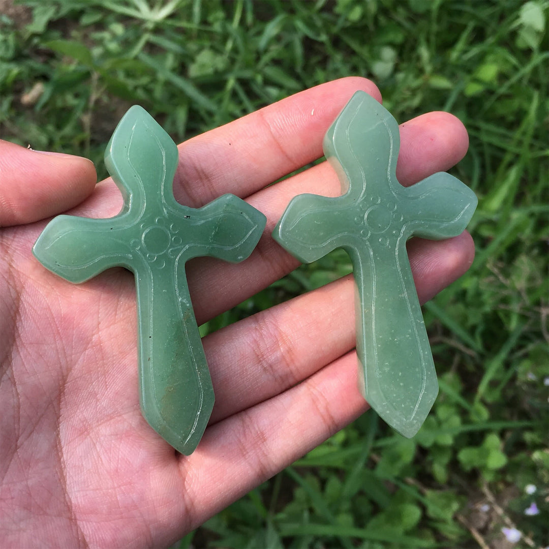 Olivenorma 1pc 4" Natural Aventurine Cross Gemstone Decoration