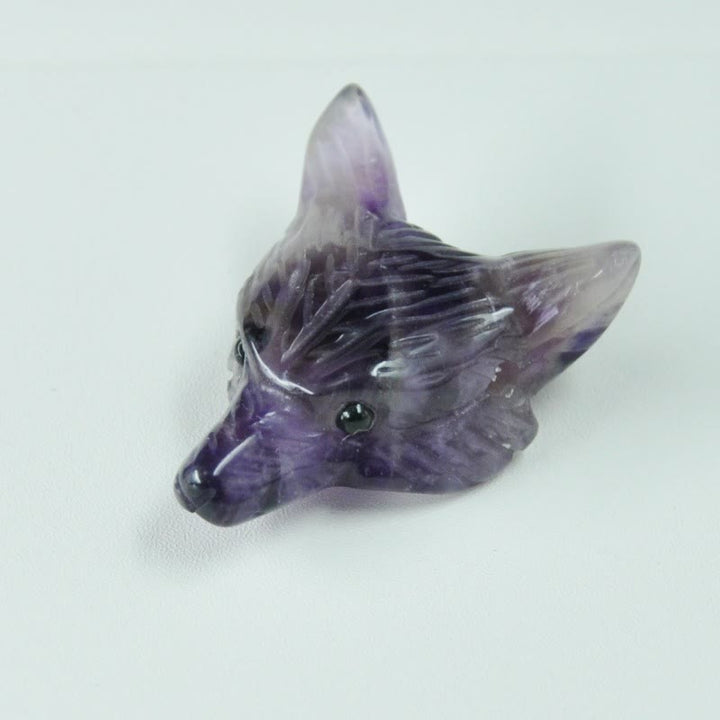 Olivenorma Natural Crystal Carved Wolf Head Accessory Gemstone Decoration - Amethyst - image 20