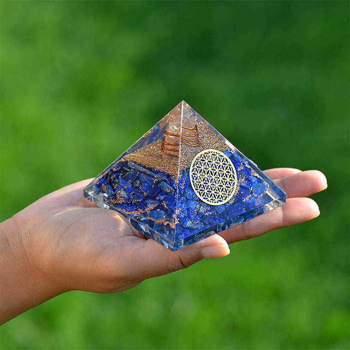 Olivenorma Lapis Lazuli Flower Of Life Orgone Pyramid