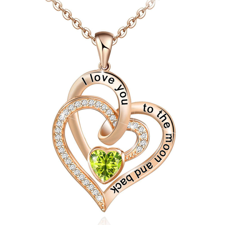 FREE Today: "I Love You to the Moon and Back" – Eternal Hearts Birthstone Necklace - Rosegold - August - Card Style Two - image 43