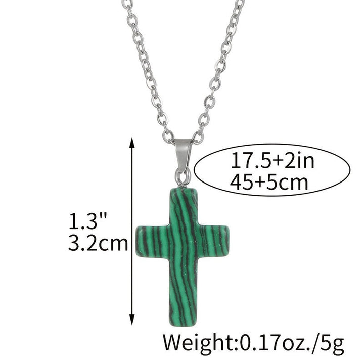 (Clearance 30% OFF / CODE: OFF30) - Olivenorma Natural Stone Cross Gemstone Necklace