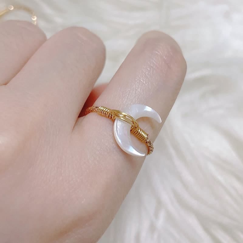 Olivenorma Nacre Crescent Open Adjustable Ring