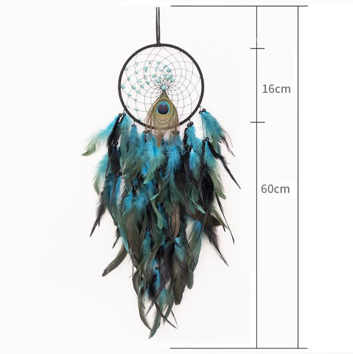 Olivenorma Red Agate Turquoise Peacock Feather Dream Catcher