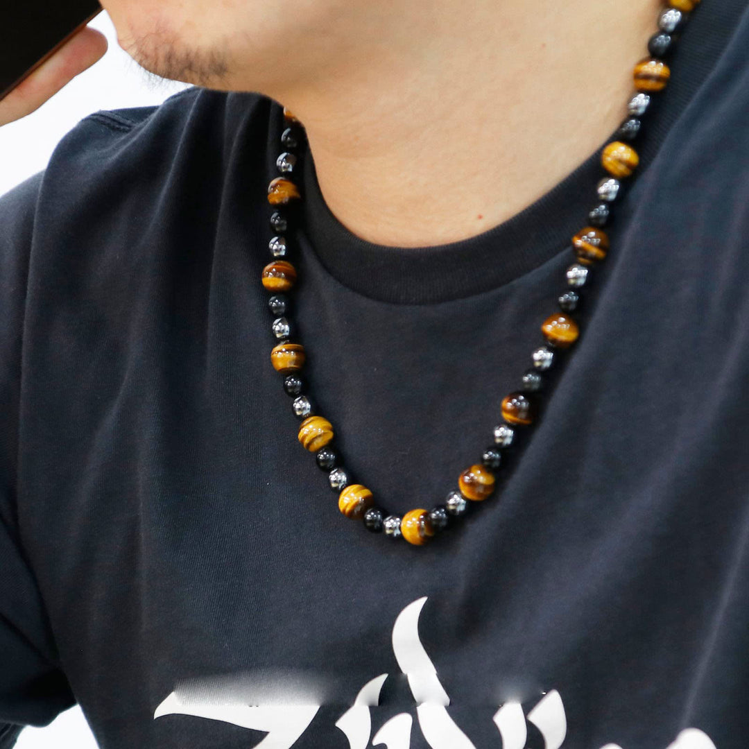 Olivenorma Healing Crystal Obsidian Tiger Eye Hematite Beads Necklace