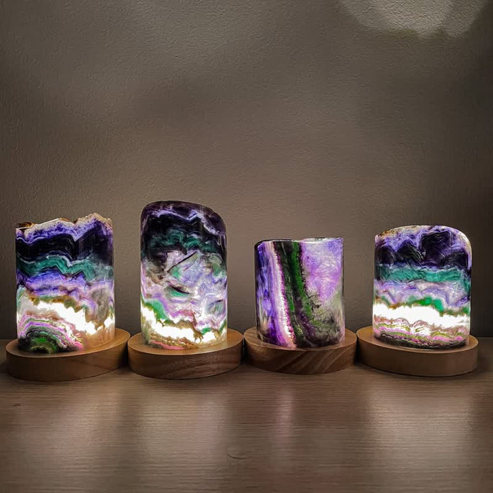 Olivenorma Natural Fluorite Cylinder Crystal Lamp