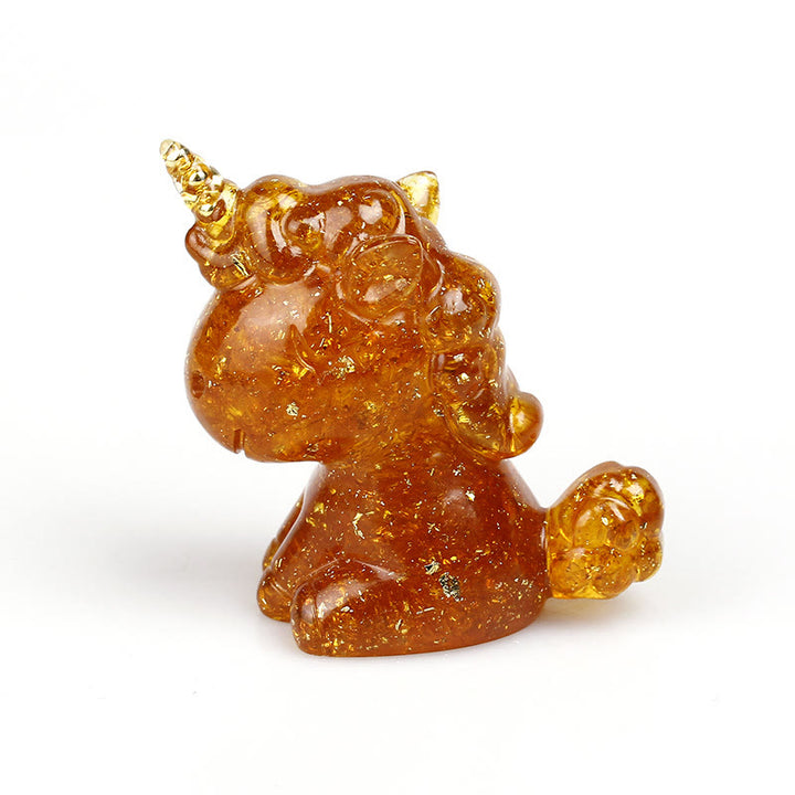 Olivenorma Crystal Unicorn Gemstone Decoration - Amber&Gold Foil - image 35