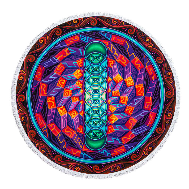 Olivenorma Evil Eye Hamsa Round Beach Towel Tapestry