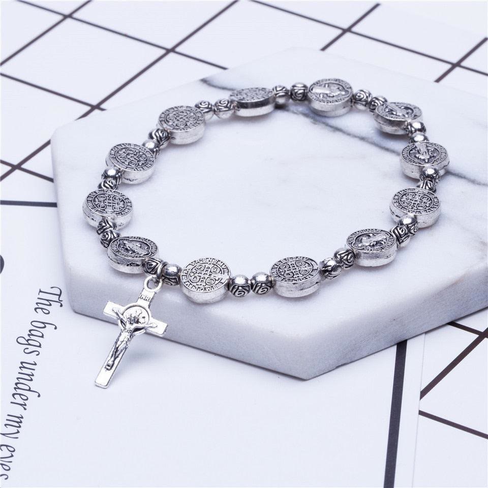 Olivenorma Golden Silver Colorm Jesus Christianity Cross Bracelet