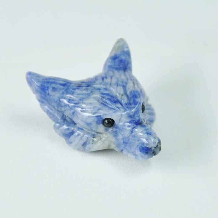 Olivenorma Natural Crystal Carved Wolf Head Accessory Gemstone Decoration