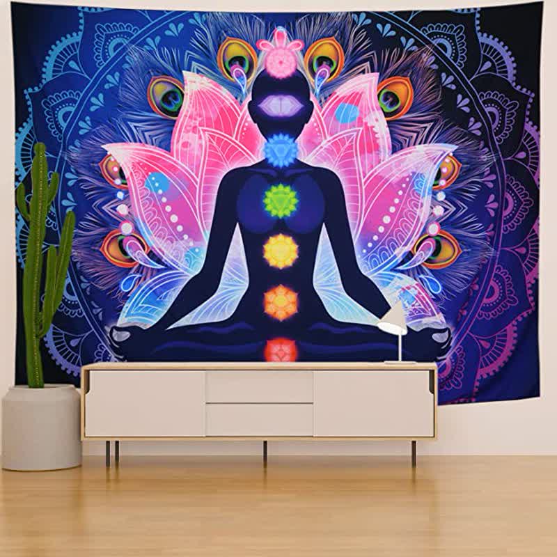 Chakra With Lotus Wall Hanging Tapestry