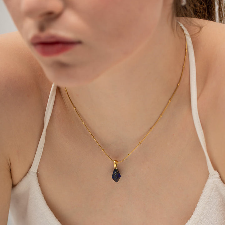 Olivenorma Rose Quartz Lapis Lazuli Turquoise Diamond Pendant Necklace