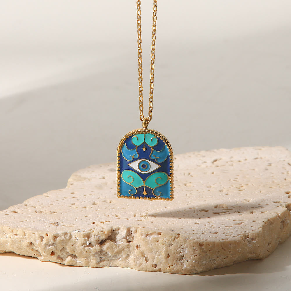 Olivenorma Blue Evil Eye Galaxy Sun Tarot Necklace