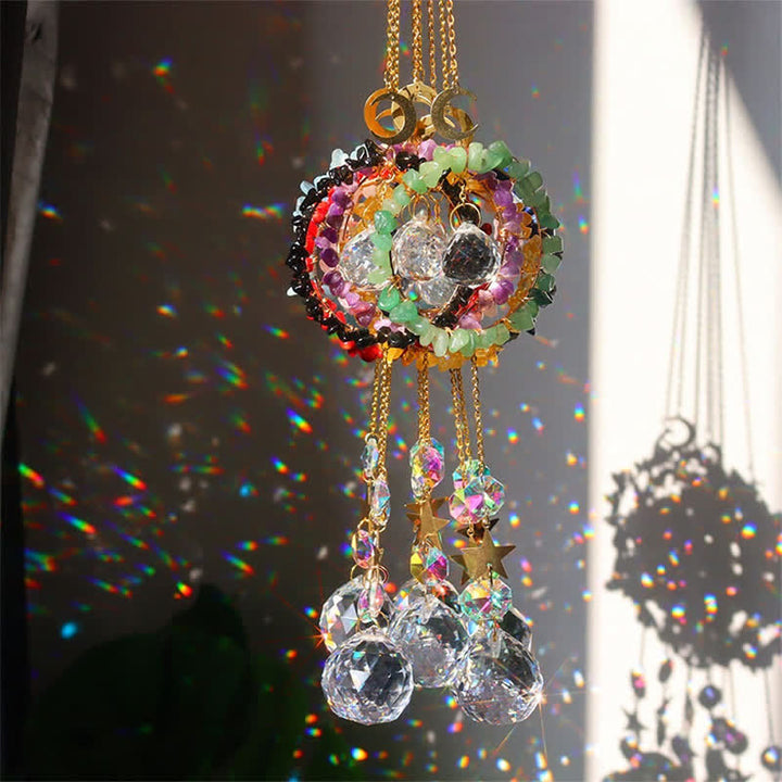 Olivenorma Crystal Circle Moon Healing Suncatcher