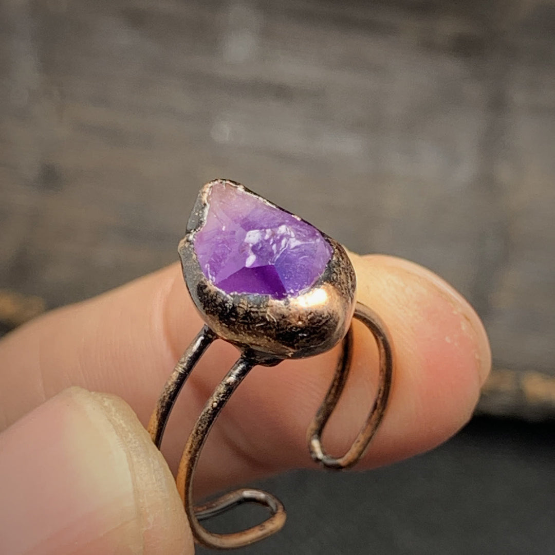 Olivenorma Natural Irregular Raw Stone Twelve Birthstone Adjustable Ring