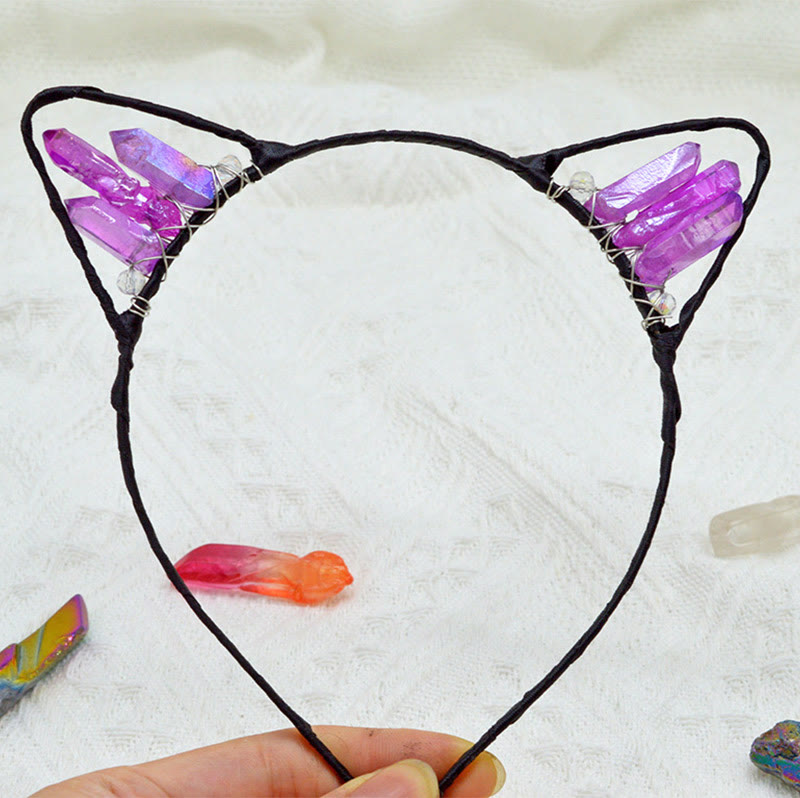 Olivenorma Electroplating Crystal Cat Ears Headband