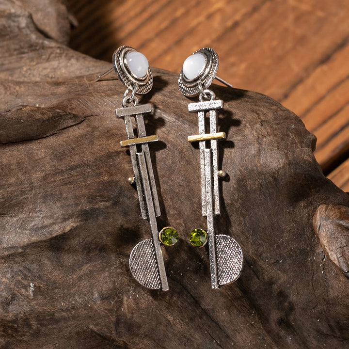Olivenorma Vintage Simple Geometric Semicircle Clear Crystal Earrings