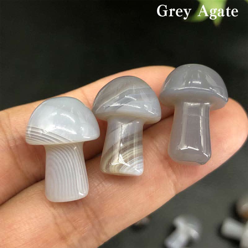 Olivenorma Natural Crystal Mini Mushroom Decoration  - Grey Agate - image 29