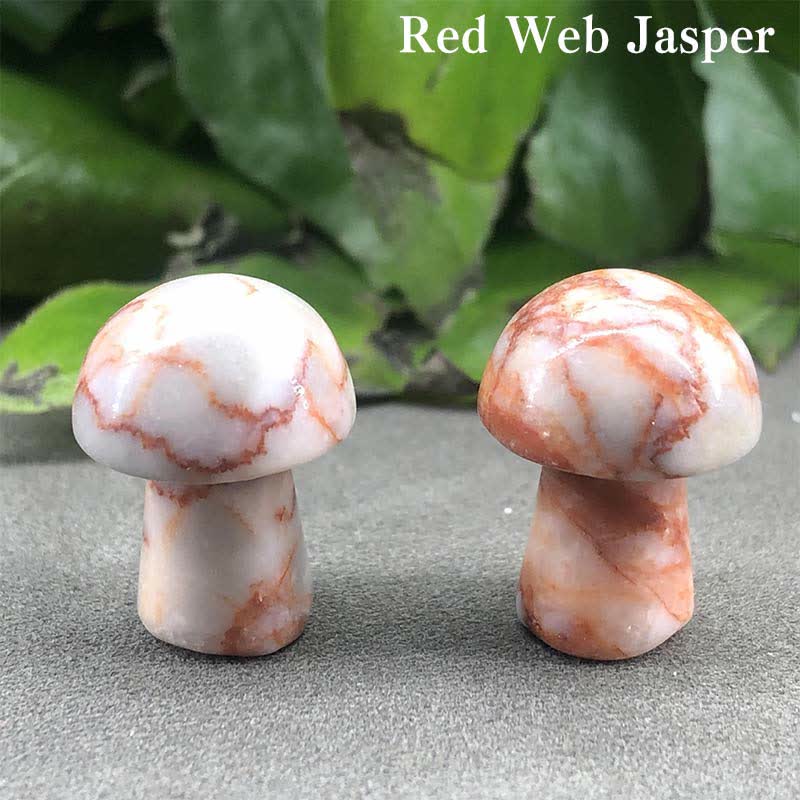 Olivenorma Natural Crystal Mini Mushroom Decoration  - Red Web Jasper - image 14