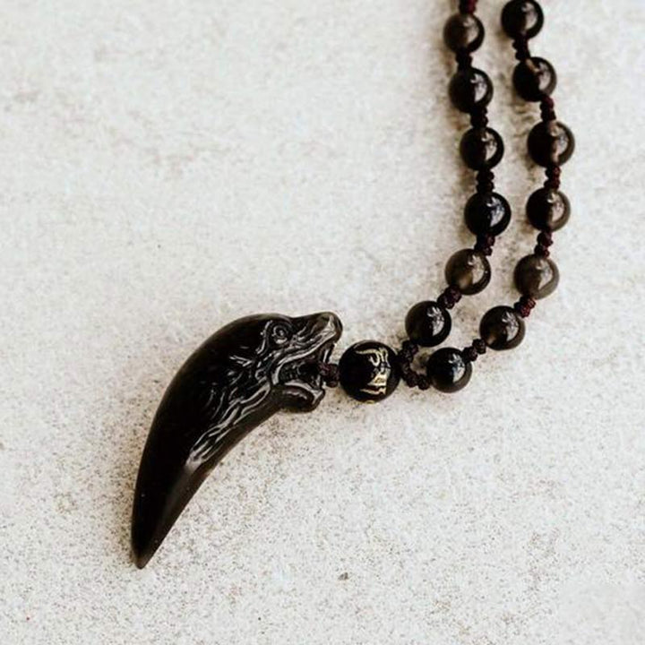 Ice Obsidian Wolf Necklace