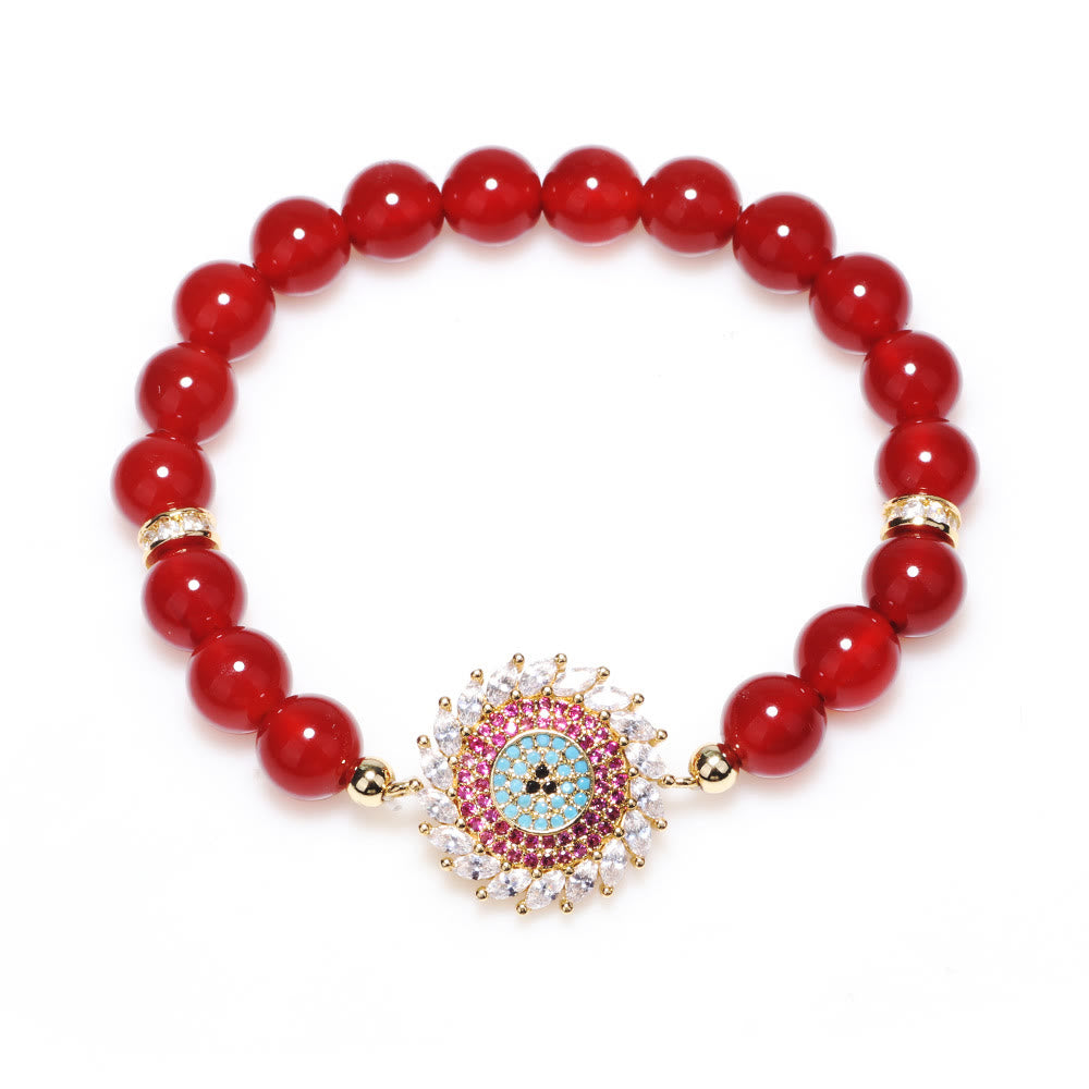 Olivenorma Red Agate Hand Beaded Bracelet