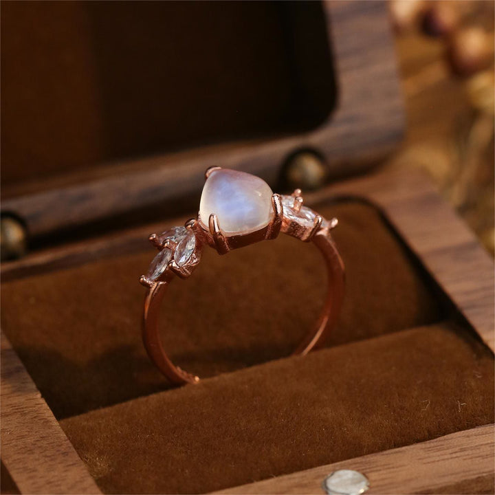 Olivenorma Moonstone White Zircon Drop Shape Rose Gold Ring