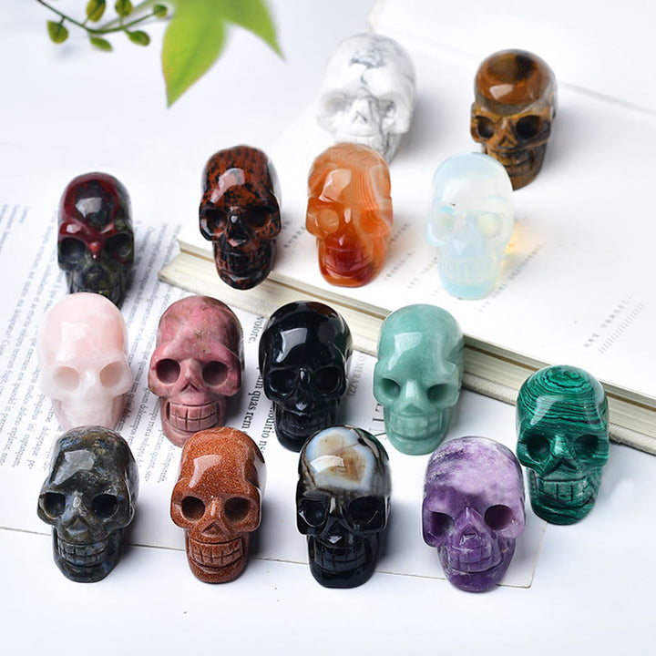 Olivenorma Crystal Engraved Skull Crafts Gemstone Decoration